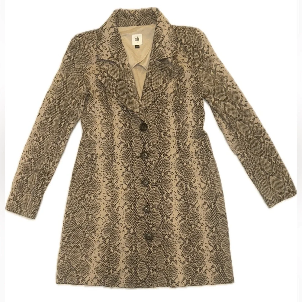 CABI Sz S King Cobra Snake Print Ponte Knit Beige Black Coat - Picture 4 of 9
